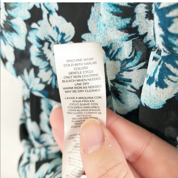 WHBM Floral Chiffon Dress Lace Hem Sz 0 Blouson Style - Picture 12 of 12